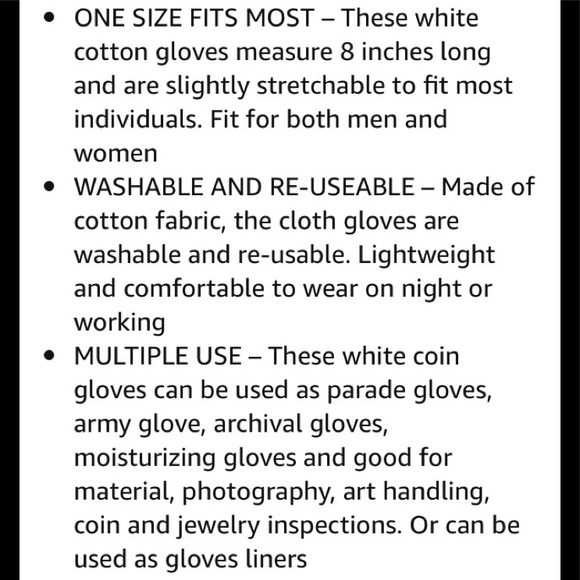 5 Pairs-Dry Hands? 💤 in White Cotton Gloves, OS - Picture 2 of 3